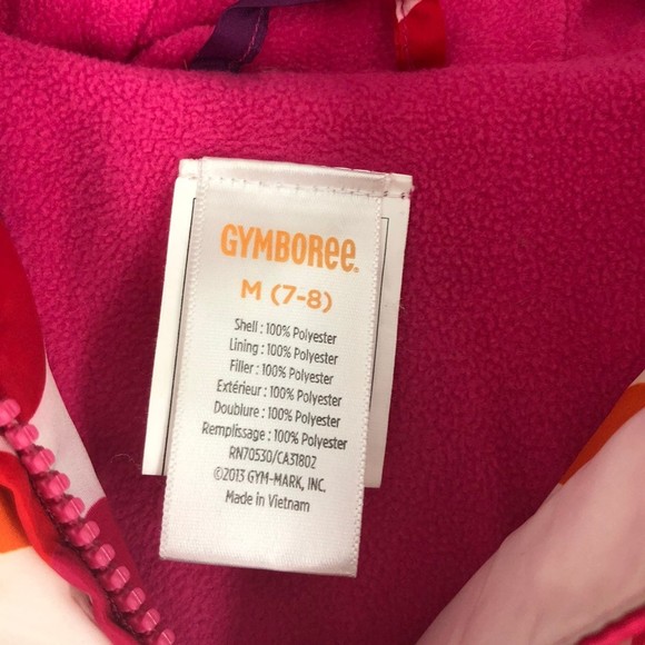 Gymboree Girl sz 7-8 Floral Puffer Coat, Jacket W/Pink Fleece Lining - Picture 5 of 7